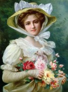 Émile Vernon_1872-1919_Dame élégante avec un bouquet de roses.jpg